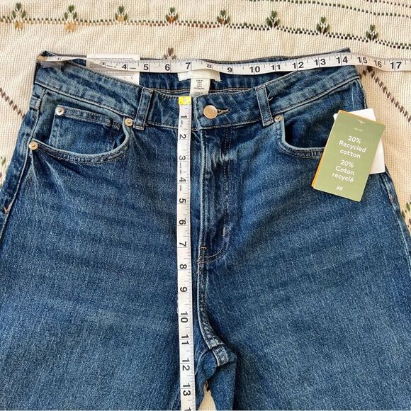 Y2K H&M Wide Leg Comfort Stretch High Waist Dark Wash Denim Jeans NWT Size 8 - Picture 5 of 15